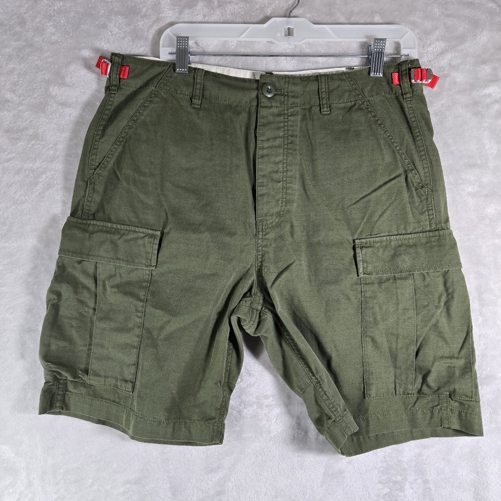 Topo Designs Mountain Ripstop Cargo Shorts Mens Size Large L Olive Green 8.5"